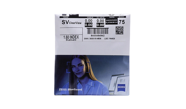 Лінзи для окулярів ZEISS Monof. ClearView BlueGuard 1.6 DVP UV
